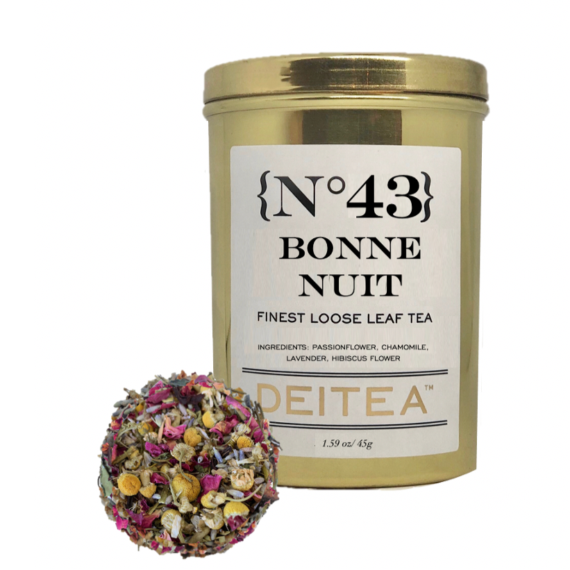 Gold tea caddy bonne nuit floral sleep tea