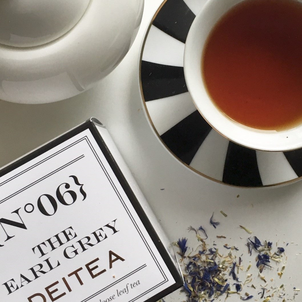 Deitea's Earl Grey Loose Leaf Tea in premium packaging – black tea infused with natural bergamot oil for a refreshing citrus aroma.